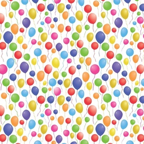 Balloon Party!  Happy Birthday Balloons with WhiteBackground, 2400, v03—celebrate, up, helium, joy, tablecloth, kitchen, napkins, coasters, table linens, sheets, kids, teens, tween, bedding, blanket, table runner, nursery, baby, shower, pillow, curtain