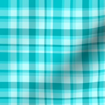 Turquoise Blue Plaid Stripes Girl 