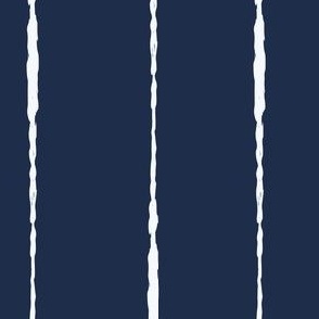 Thin Hand Painted Pin Stripes in Navy Blue and Off White