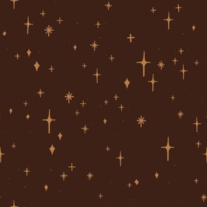 Large Retro Sparkles and Stars in Bistre #3e2117