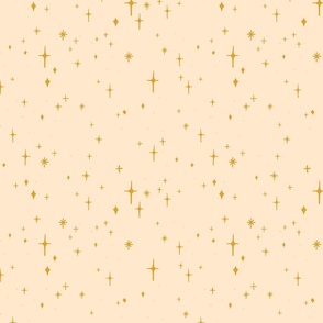 Large Retro Sparkles and Stars in Gold on Champagn #eff37cc
