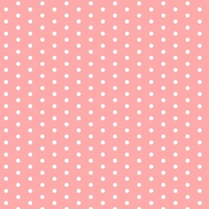 White Polka Dots on Flamingo Pink
