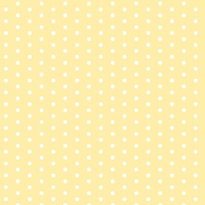 White Polka Dot on Soft Yellow Background Large Scale
