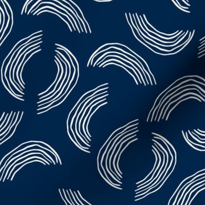 Retro shapes graphic indigo blue