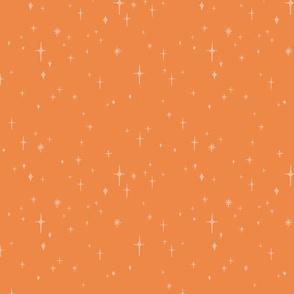 Medium Retro Sparkles and Stars in Persian Orange #ed8746