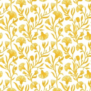 Medium - Yellow and white Watercolor floral - Monochrome vintage Chinoiserie china inspired trailing Flowers kopi