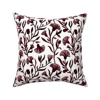 Medium - Red-brown and white Watercolor floral - Monochrome vintage Chinoiserie china inspired trailing Flowers kopi