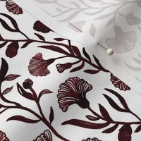 Small - Red-brown and white Watercolor floral - Monochrome vintage Chinoiserie china inspired trailing Flowers kopi