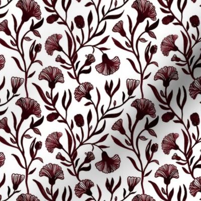 Small - Red-brown and white Watercolor floral - Monochrome vintage Chinoiserie china inspired trailing Flowers kopi