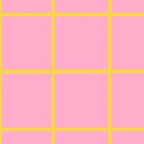 square grid yellow on pink large scale