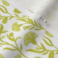 Small - Light green and white Watercolor floral - Monochrome vintage Chinoiserie china inspired trailing Flowers kopi