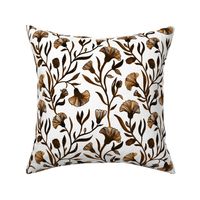 Medium - Brown and white Watercolor floral - Monochrome vintage Chinoiserie china inspired trailing Flowers kopi