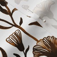 Medium - Brown and white Watercolor floral - Monochrome vintage Chinoiserie china inspired trailing Flowers kopi