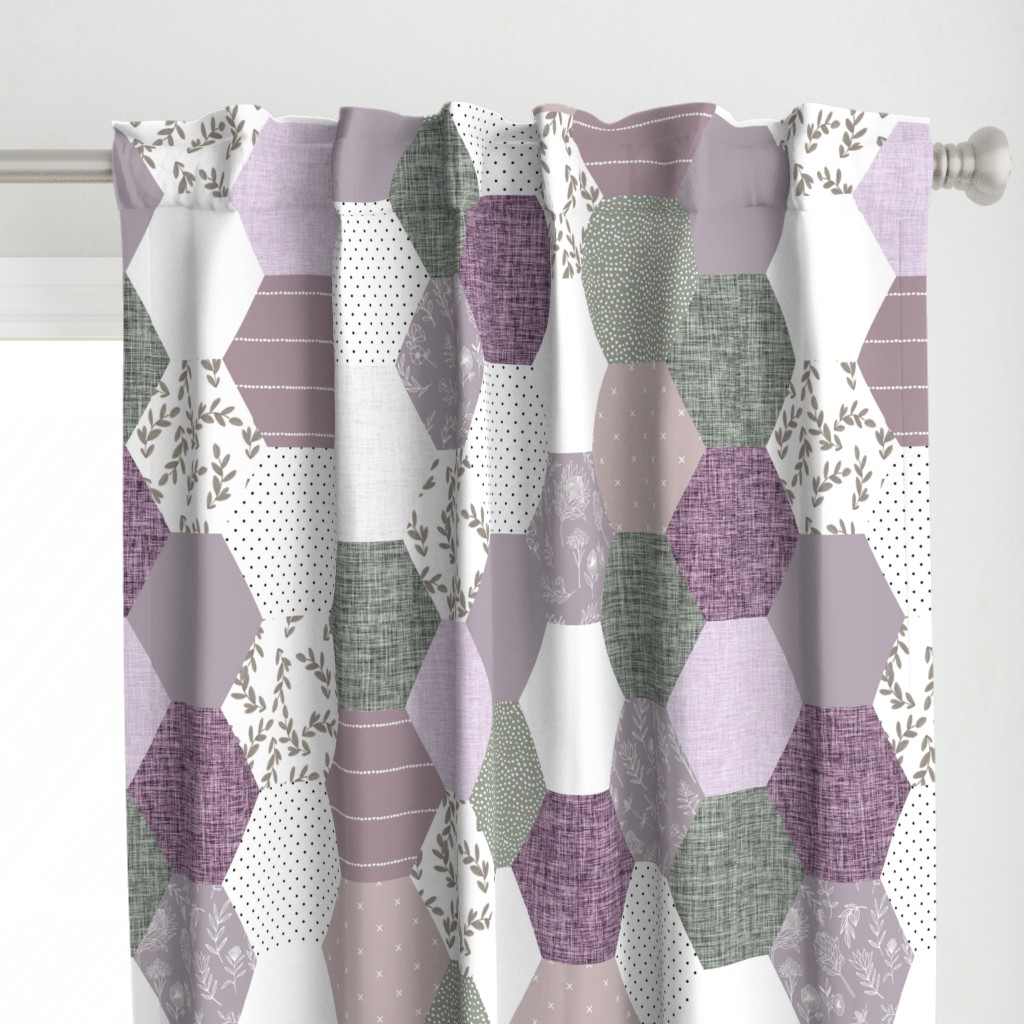 6" hexagon wholecloth: lavender, sage, lilac