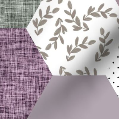 6" hexagon wholecloth: lavender, sage, lilac