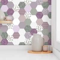 6" hexagon wholecloth: lavender, sage, lilac