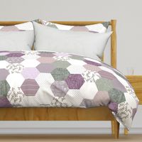 6" hexagon wholecloth: lavender, sage, lilac