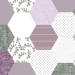 6" hexagon wholecloth: lavender, sage, lilac