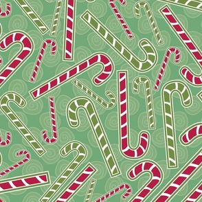 Candy Cane Christmas Tumble, Traditional Red and Green Bold; 4800, 09—sweet, treat, joy, holiday, merry, bright, jolly, kitchen, decoration, tablecloth, bedding, sheets, duvet, towel