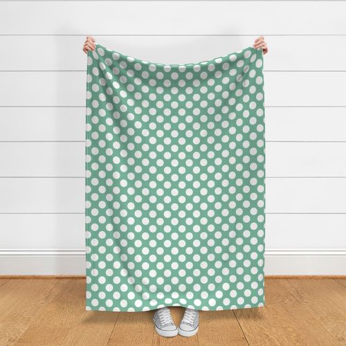 White Polka Dots on Light Green