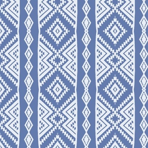 Southwestern Aztec Monochrome Blue Print