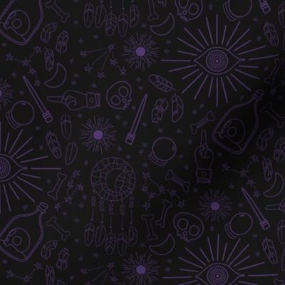 Black and Purple Witchcraft Pattern - Dark Academia Halloween