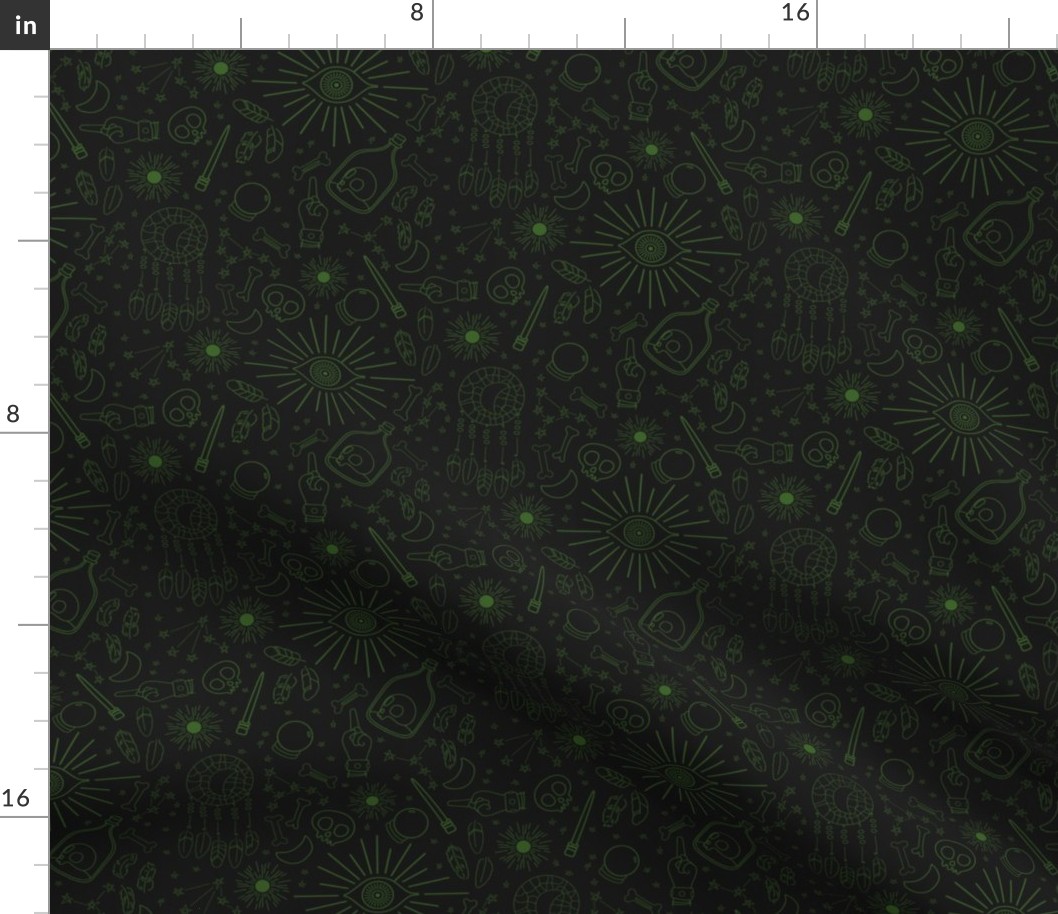 Black and Green Witchcraft Pattern - Dark Academia Halloween