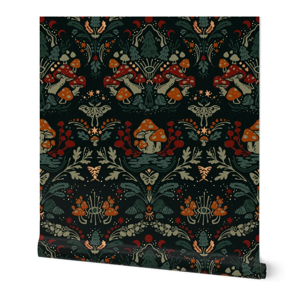 Magical Forest Damask | Dark | Large Scale