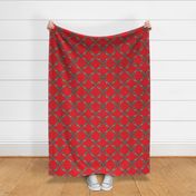 Whimsical cartoon pineapple on red