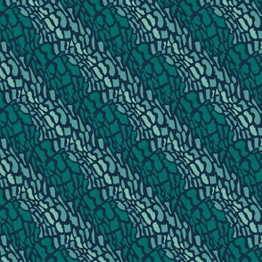 Abstract Monarch Butterfly Fashion Print in shades of Teal, Dark Blue and Aquamarine