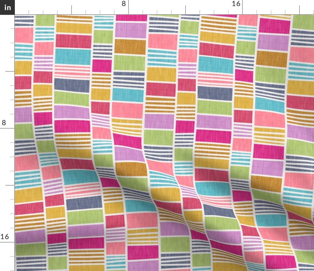 Stripey color block checks in multi jewel tones