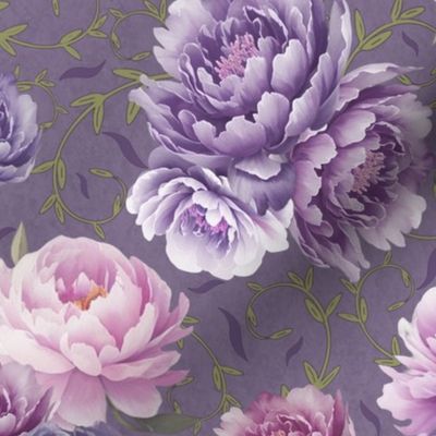 Heather and Pink Peonies Texture Speckled Mottled