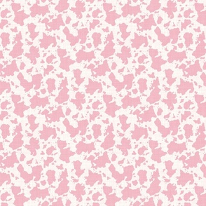 Cow Print in Pink on Textured White Background - Small Scale