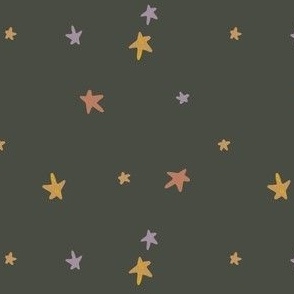 Stars- Deep Green -Mauve- Mustard Yellow