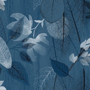 Floating Foliage Abstract in blue