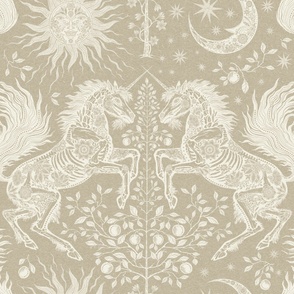 Bohemian Gothic Unicorns Ivory on Kraft Paper 