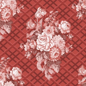 Thirties Floral Monochrome Red