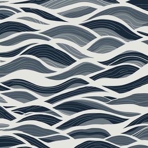 Monochromatic sea - ocean waves in paynes grey L