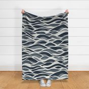 Monochromatic sea - ocean waves in paynes grey XL