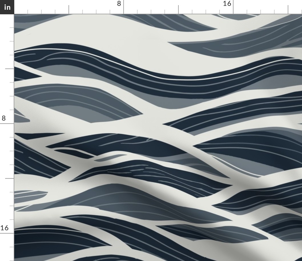 Monochromatic sea - ocean waves in paynes grey XL