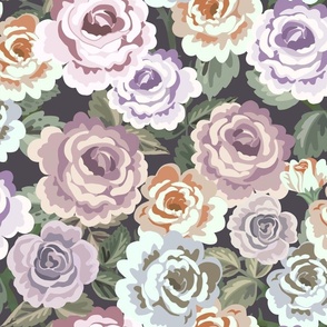 Antique Roses muted lavender and apricot 18”