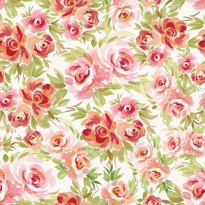 Soft Watercolour Floral, Roses, Rose Garden, Cottagecore