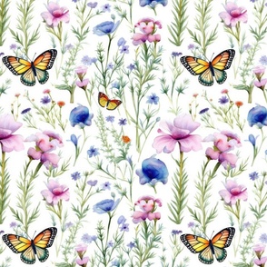 Butterflies & Flowers I