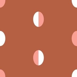 Retro oval spots pink white on rust