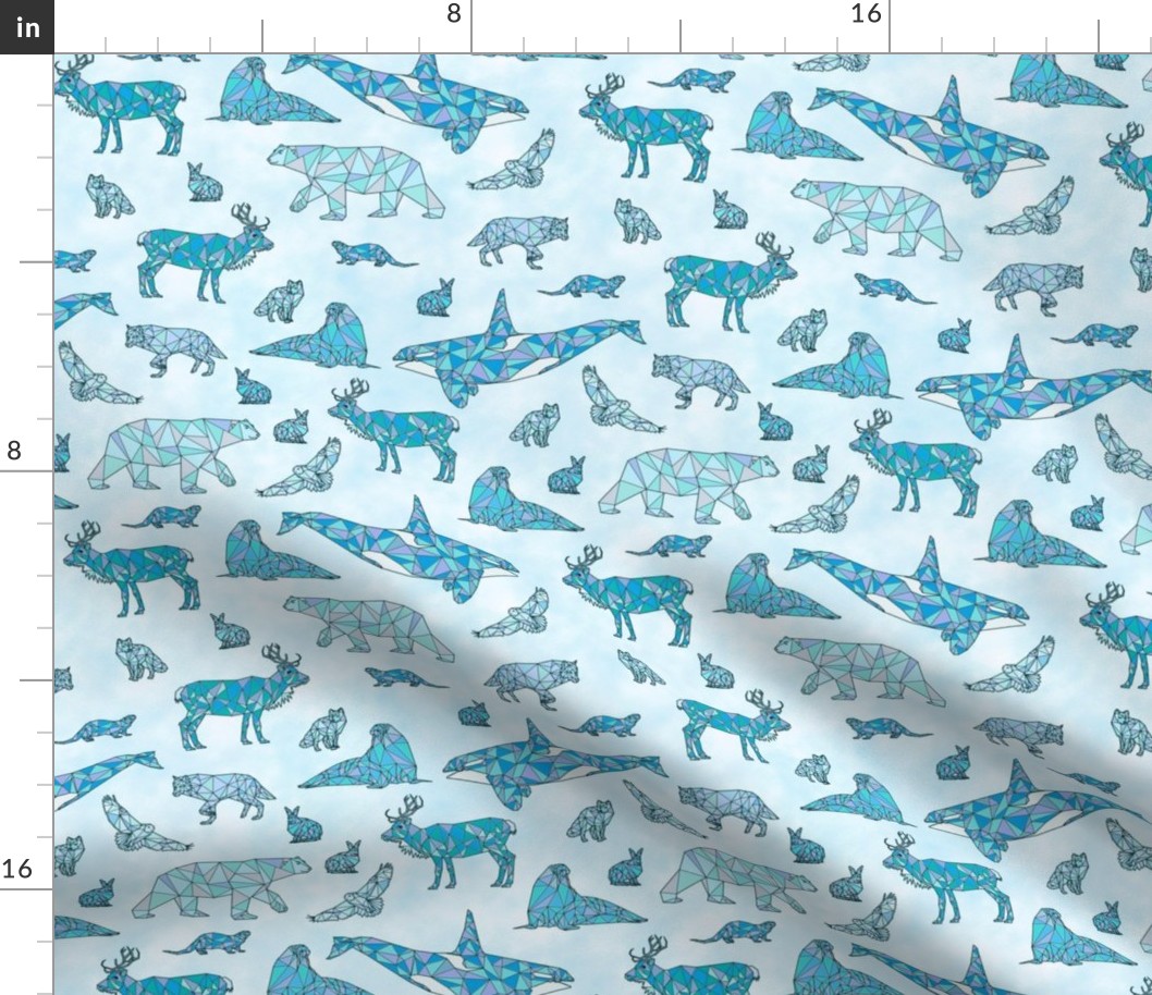Geometric Arctic Animals - Blue, Small
