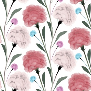 Watercolor Carnations pattern 1