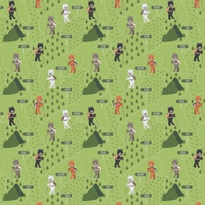 Hiking Cats on trails pattern