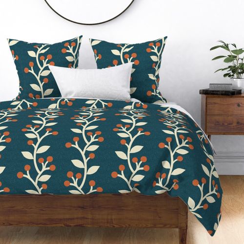 Berry Branches Teal Blue - Large