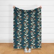 Berry Branches Teal Blue - Large