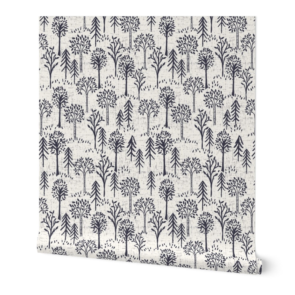 Rustic Woods_Whimsy Forest_Medium_Cream Navy Blue_Hufton Studio 